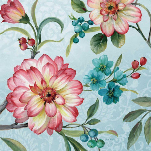 Blue Feathered Peacock III Gold Ornate Wood Framed Art Print with Double Matting by Audit, Lisa