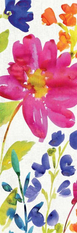 Floral Medley Panel I Black Ornate Wood Framed Art Print with Double Matting by Wild Apple Portfolio