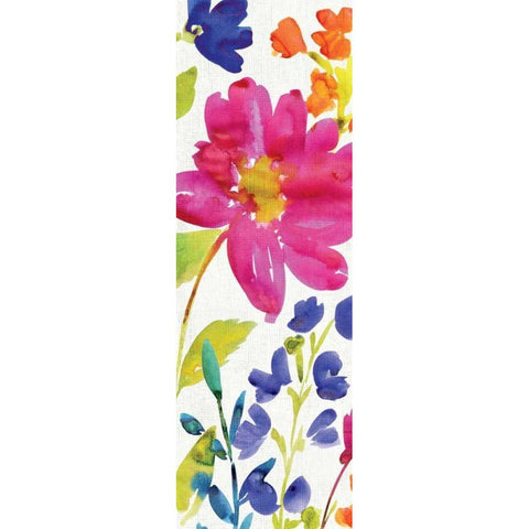 Floral Medley Panel I White Modern Wood Framed Art Print by Wild Apple Portfolio