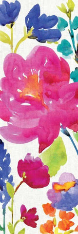 Floral Medley Panel II White Modern Wood Framed Art Print with Double Matting by Wild Apple Portfolio