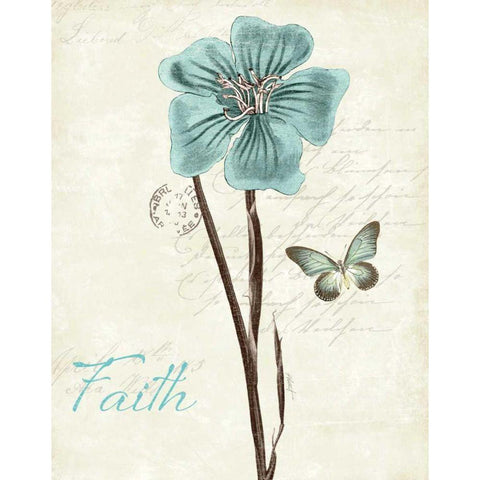 Slated Blue III Faith Black Modern Wood Framed Art Print with Double Matting by Pertiet, Katie