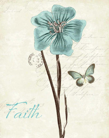 Slated Blue III Faith White Modern Wood Framed Art Print with Double Matting by Pertiet, Katie