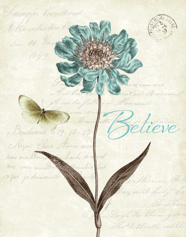 Slated Blue IV Believe Black Ornate Wood Framed Art Print with Double Matting by Pertiet, Katie
