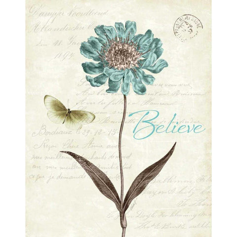 Slated Blue IV Believe White Modern Wood Framed Art Print by Pertiet, Katie