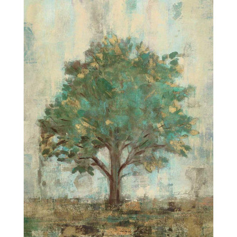 Verdi Trees I Black Modern Wood Framed Art Print with Double Matting by Vassileva, Silvia