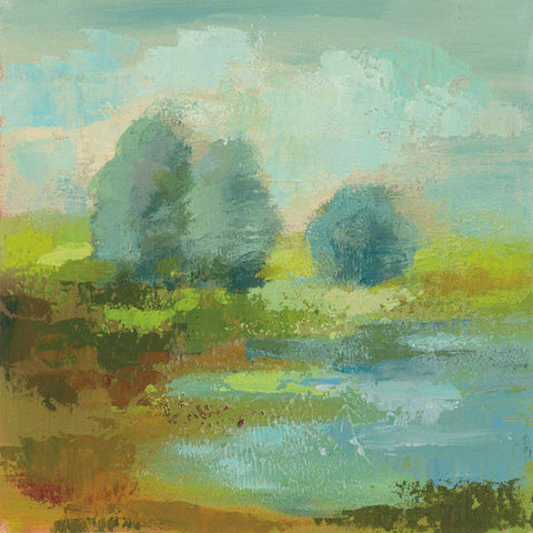 Windsor Blue Field I Black Modern Wood Framed Art Print by Vassileva, Silvia
