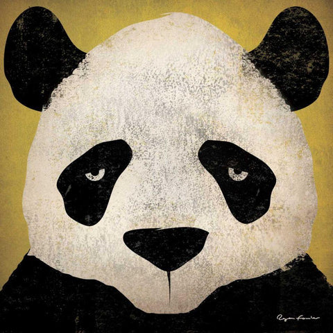 Panda White Modern Wood Framed Art Print with Double Matting by Fowler, Ryan