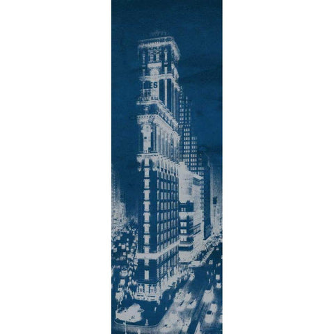 Times Square Postcard Blueprint Panel Gold Ornate Wood Framed Art Print with Double Matting by Wild Apple Portfolio