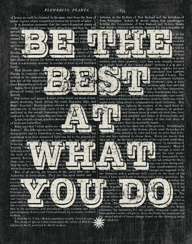 Be the Best Floral Chalk Black Ornate Wood Framed Art Print with Double Matting by Hershey, Moira