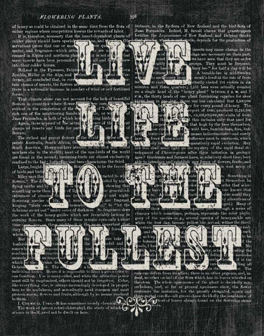 Live Life Floral Chalk Black Ornate Wood Framed Art Print with Double Matting by Hershey, Moira