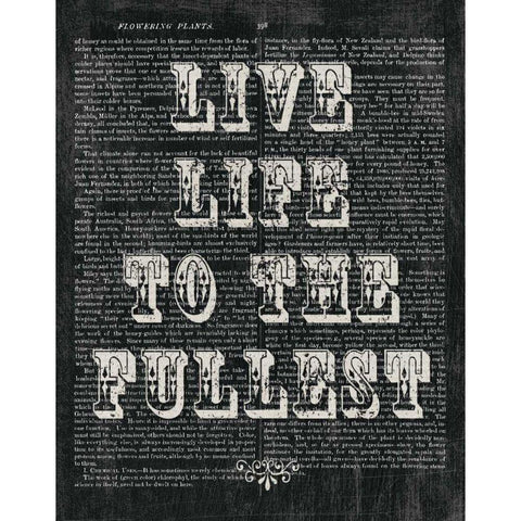 Live Life Floral Chalk Black Modern Wood Framed Art Print by Hershey, Moira