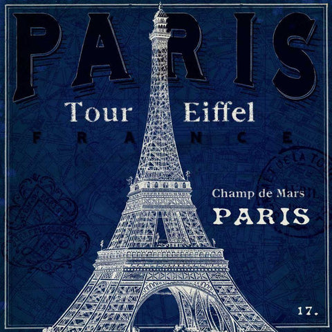 Blueprint Tour Eiffel  Black Ornate Wood Framed Art Print with Double Matting by Schlabach, Sue