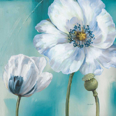 Teal Dance III White Modern Wood Framed Art Print with Double Matting by Audit, Lisa