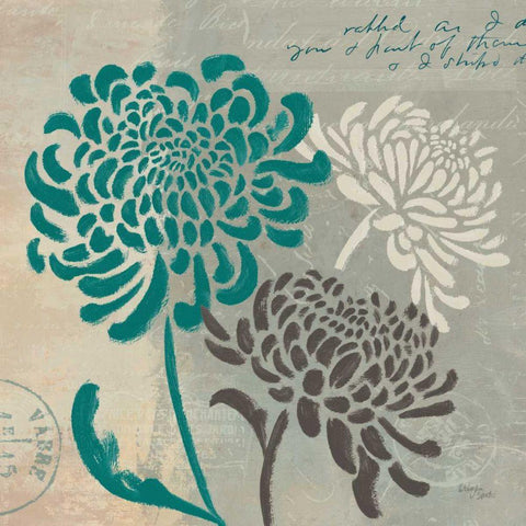 Chrysanthemums I Black Modern Wood Framed Art Print with Double Matting by Wellington Studio