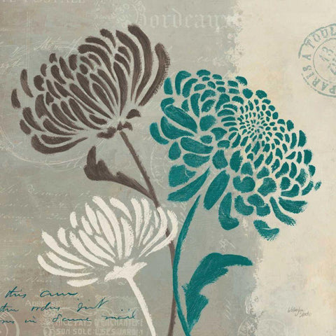 Chrysanthemums II Black Modern Wood Framed Art Print with Double Matting by Wellington Studio