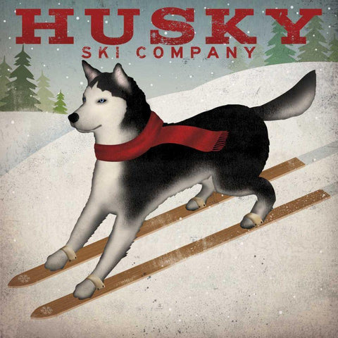 Husky Ski Co. White Modern Wood Framed Art Print by Fowler, Ryan