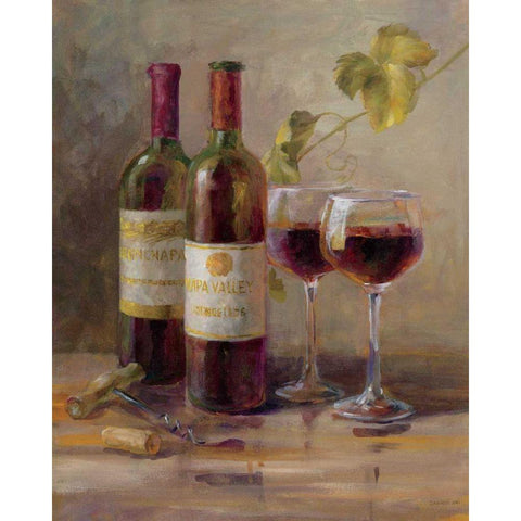 Opening the Wine I Black Modern Wood Framed Art Print with Double Matting by Nai, Danhui