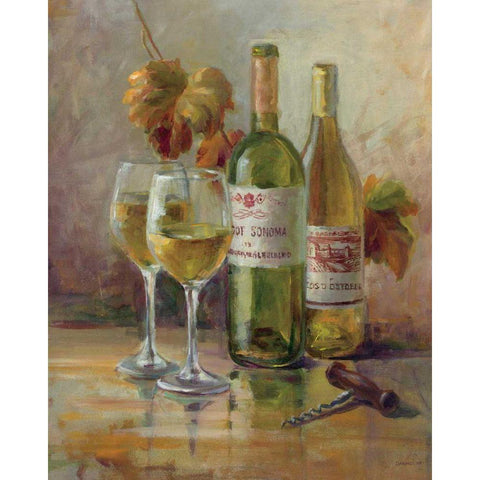 Opening the Wine II White Modern Wood Framed Art Print by Nai, Danhui