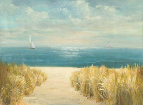 Seascape with Boat White Modern Wood Framed Art Print with Double Matting by Danhui, Nai
