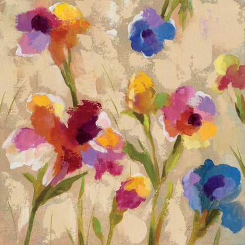 Bold Bright Flowers II Black Modern Wood Framed Art Print by Vassileva, Silvia