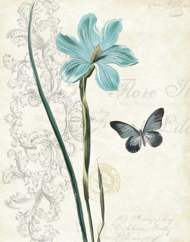Lila Bleu I Black Ornate Wood Framed Art Print with Double Matting by Pertiet, Katie