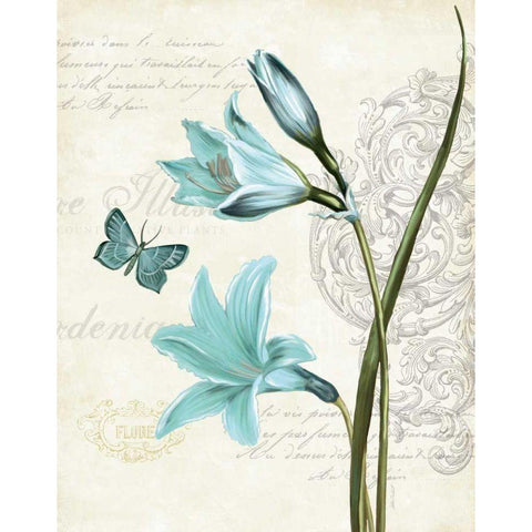 Lila Bleu II White Modern Wood Framed Art Print by Pertiet, Katie
