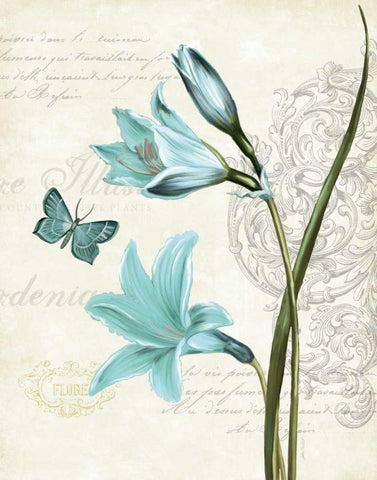 Lila Bleu II White Modern Wood Framed Art Print with Double Matting by Pertiet, Katie