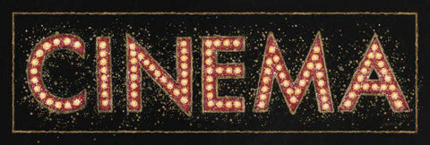 Cinema Marquee Black Ornate Wood Framed Art Print with Double Matting by Wiens, James