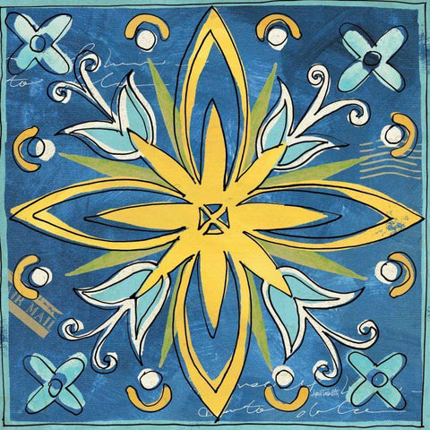 Tuscan Sun Tile I Gold Ornate Wood Framed Art Print with Double Matting by Tavoletti, Anne