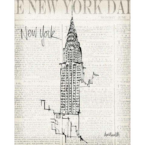 City Sketches I Black Modern Wood Framed Art Print with Double Matting by Tavoletti, Anne