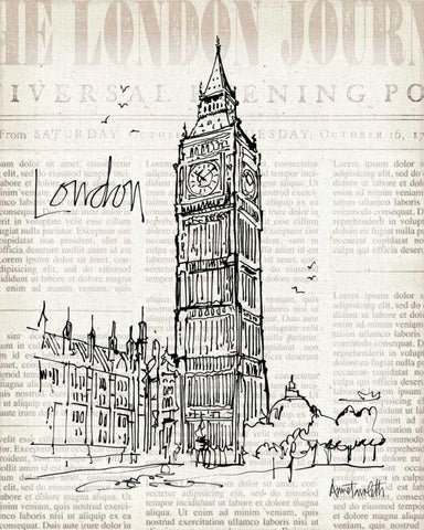 City Sketches II White Modern Wood Framed Art Print with Double Matting by Tavoletti, Anne