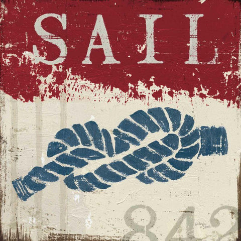 Nautical III Red Gold Ornate Wood Framed Art Print with Double Matting by Wellington Studio