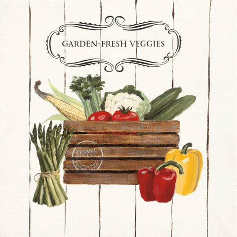 Gone to Market Fresh Veggies Gold Ornate Wood Framed Art Print with Double Matting by Fabiano, Marco