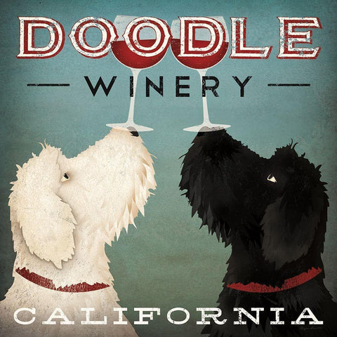 Doodle Wine White Modern Wood Framed Art Print with Double Matting by Fowler, Ryan