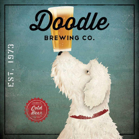 Doodle Beer White Modern Wood Framed Art Print with Double Matting by Fowler, Ryan