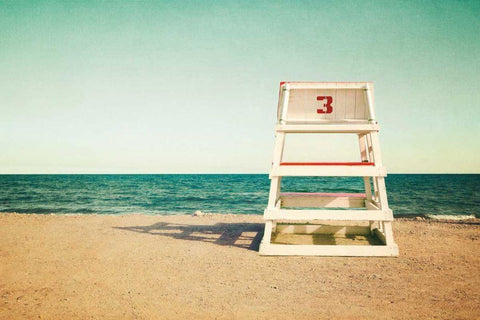 Lifeguard Station White Modern Wood Framed Art Print with Double Matting by Gendreau, Katherine