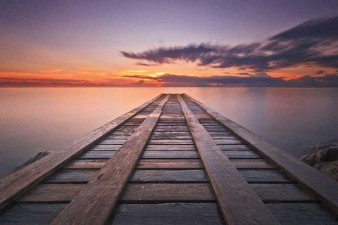 Cosmic Dock White Modern Wood Framed Art Print with Double Matting by Gendreau, Katherine