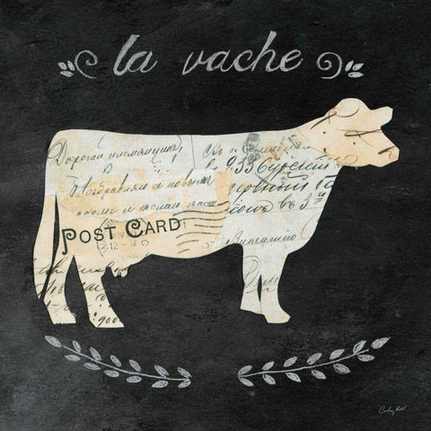 La Vache Cameo Sq Black Modern Wood Framed Art Print with Double Matting by Prahl, Courtney