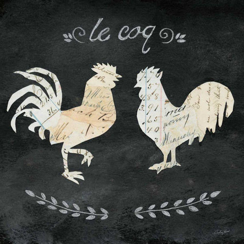 Le Coq Cameo Sq White Modern Wood Framed Art Print by Prahl, Courtney