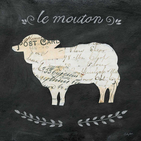 Le Mouton Cameo Sq White Modern Wood Framed Art Print by Prahl, Courtney