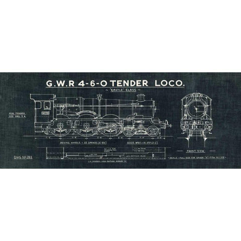 Train Blueprint III Black Black Modern Wood Framed Art Print by Wild Apple Portfolio