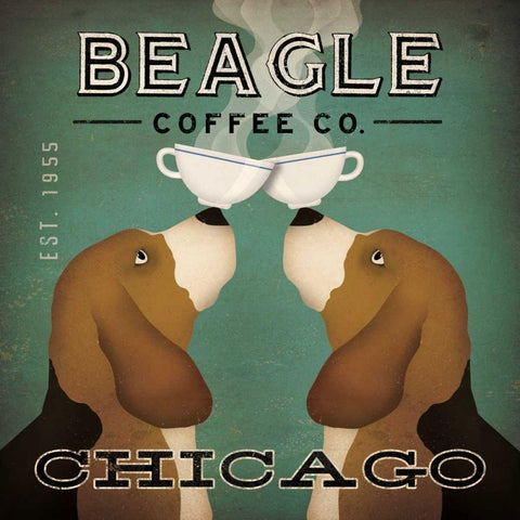 Beagle Coffee Co Chicago Black Modern Wood Framed Art Print with Double Matting by Fowler, Ryan