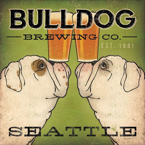 Bulldog Brewing Seattle Black Modern Wood Framed Art Print with Double Matting by Fowler, Ryan