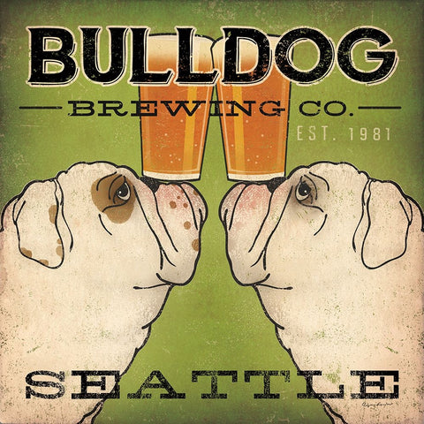 Bulldog Brewing Seattle Black Ornate Wood Framed Art Print with Double Matting by Fowler, Ryan