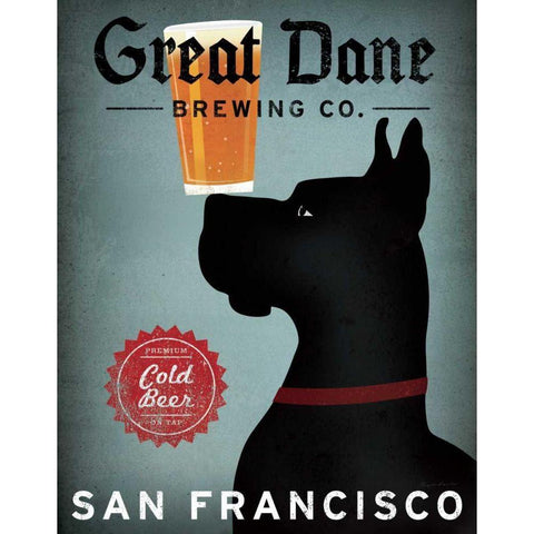 Great Dane Brewing Co San Francisco Gold Ornate Wood Framed Art Print with Double Matting by Fowler, Ryan