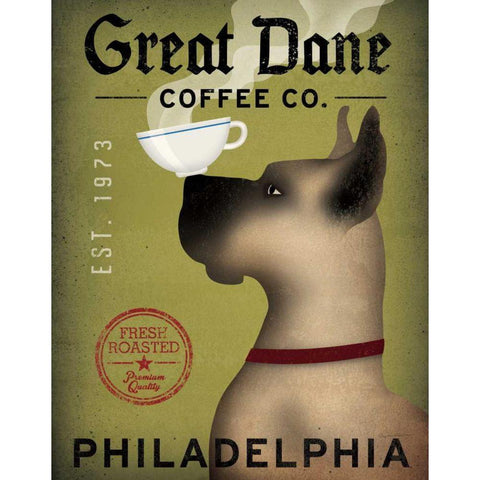 Great Dane Coffee Philadelphia White Modern Wood Framed Art Print by Fowler, Ryan