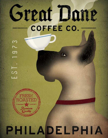 Great Dane Coffee Philadelphia Black Ornate Wood Framed Art Print with Double Matting by Fowler, Ryan