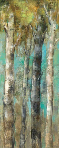 April Birch Forest Panel I Black Ornate Wood Framed Art Print with Double Matting by Vassileva, Silvia