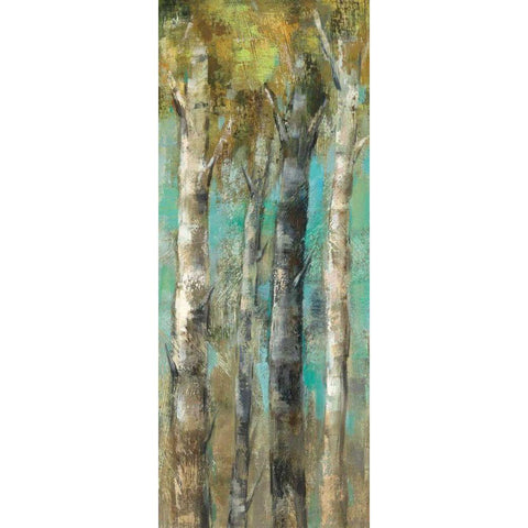 April Birch Forest Panel I Black Modern Wood Framed Art Print by Vassileva, Silvia