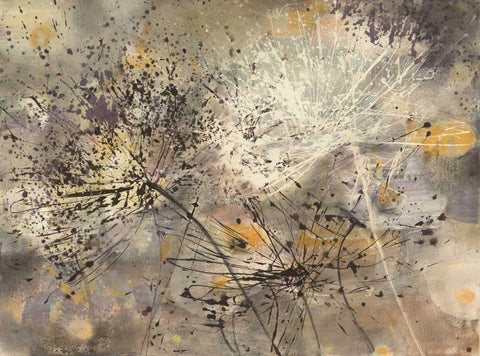 Sparklers II White Modern Wood Framed Art Print with Double Matting by Hristova, Albena